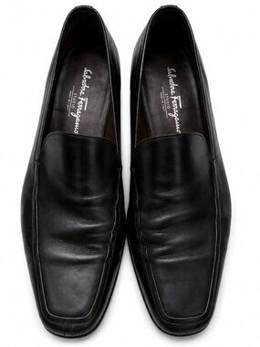 Salvatore Ferragamo Studio Black Leather Loafers Dress Shoes Men’s 10.5 D Italy